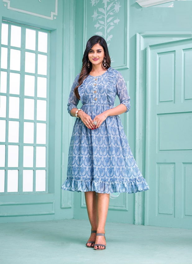 Style Vol 7 Fancy Party Wear Wholesale Georgette Kurtis Catalog